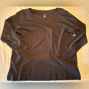 J. Jill Simply Supima Scoop Neck Tunic Black 3/4 Sleeve Cotton Top Womens Sz XL